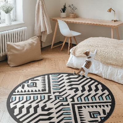 Tapis rond en vinyle Motif abstrait géométrique de style amérindien