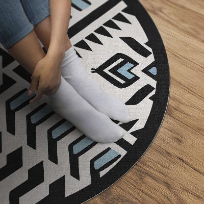 Tapis rond en vinyle Motif abstrait géométrique de style amérindien