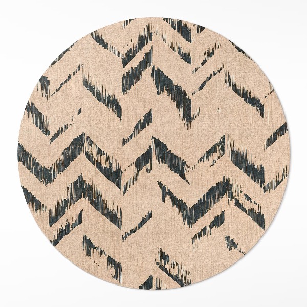 Tapis rond en vinyle Flèches indiennes à motif à chevrons avec abrasions