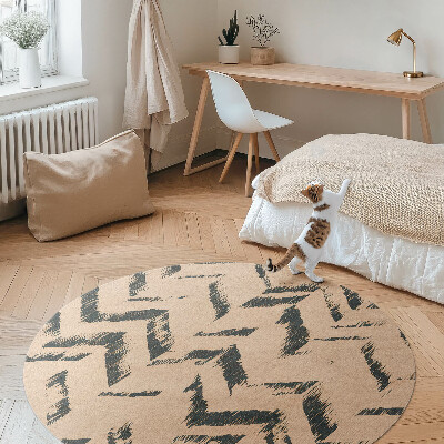 Tapis rond en vinyle Flèches indiennes à motif à chevrons avec abrasions