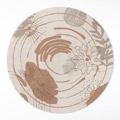 Tapis rond en vinyle Motif bohème abstrait avec des motifs végétaux