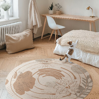Tapis rond en vinyle Motif bohème abstrait avec des motifs végétaux