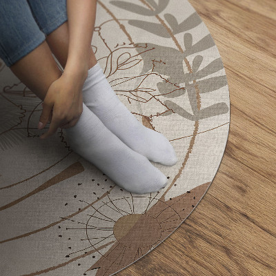 Tapis rond en vinyle Motif bohème abstrait avec des motifs végétaux