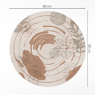 Tapis rond en vinyle Motif bohème abstrait avec des motifs végétaux
