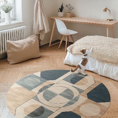 Tapis rond en vinyle Formes géométriques dans un style rétro