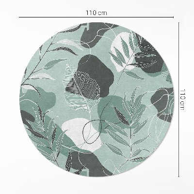 Tapis rond en vinyle Feuilles linéaires sur des taches bohèmes pastel