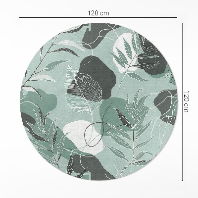 Tapis rond en vinyle Feuilles linéaires sur des taches bohèmes pastel