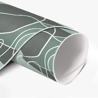 Tapis rond en vinyle Feuilles linéaires sur des taches bohèmes pastel