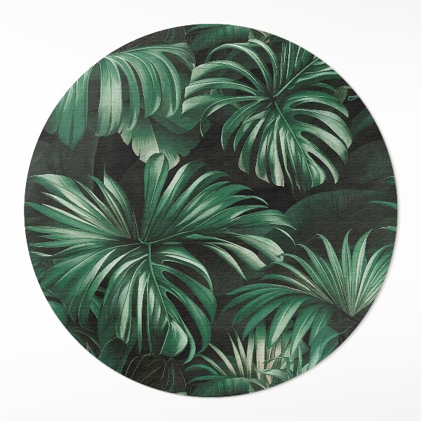 Tapis rond en vinyle Feuilles de monstera de la jungle tropicale