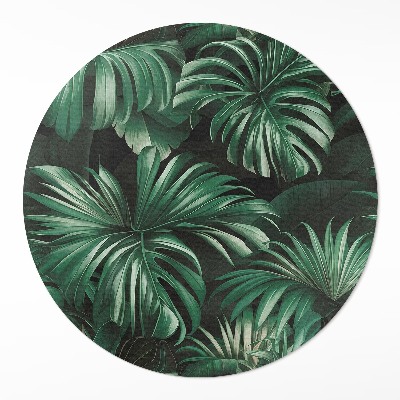 Tapis rond en vinyle Feuilles de monstera de la jungle tropicale