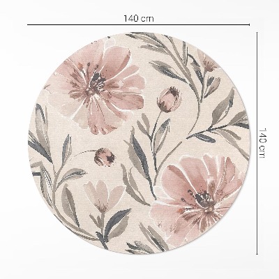 Tapis vinyle Aquarelle pâle, fleurs et feuilles subtiles