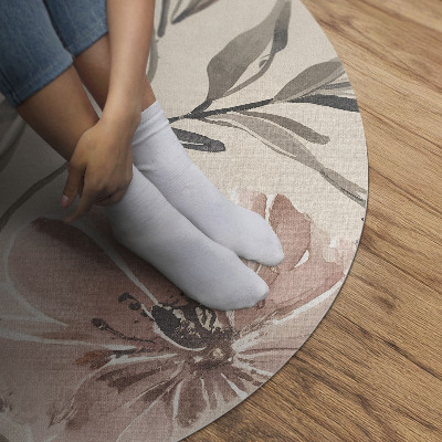 Tapis vinyle Aquarelle pâle, fleurs et feuilles subtiles