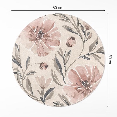 Tapis vinyle Aquarelle pâle, fleurs et feuilles subtiles