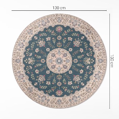Tapis rond en vinyle Ornement avec fleurs et feuilles, motif vintage