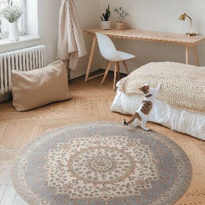Tapis rond en vinyle Ornement de plante mandala vintage délicat