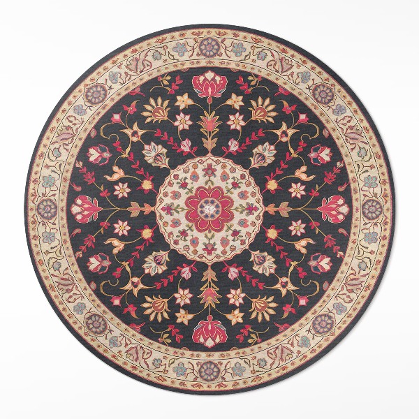 Tapis vinyle Ornement avec des fleurs et des feuilles, style turc
