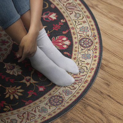 Tapis vinyle Ornement avec des fleurs et des feuilles, style turc