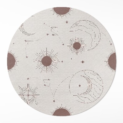 Tapis rond en vinyle Modèle astrologique des lunes, des étoiles et de l'espace