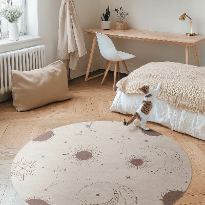 Tapis rond en vinyle Modèle astrologique des lunes, des étoiles et de l'espace