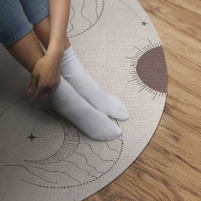 Tapis rond en vinyle Modèle astrologique des lunes, des étoiles et de l'espace
