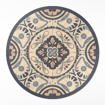 Tapis rond en vinyle Mosaïque vintage à motif végétal