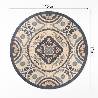 Tapis rond en vinyle Mosaïque vintage à motif végétal