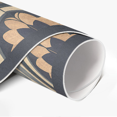 Tapis rond en vinyle Mosaïque vintage à motif végétal