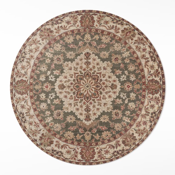 Tapis rond en vinyle Motifs persans subtils dans des tons sable
