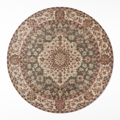 Tapis rond en vinyle Motifs persans subtils dans des tons sable