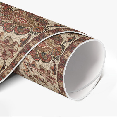 Tapis rond en vinyle Motifs persans subtils dans des tons sable