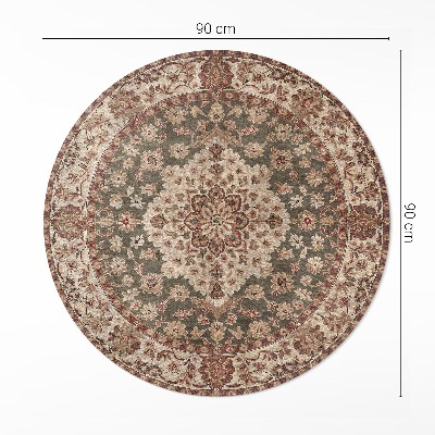Tapis rond en vinyle Motifs persans subtils dans des tons sable