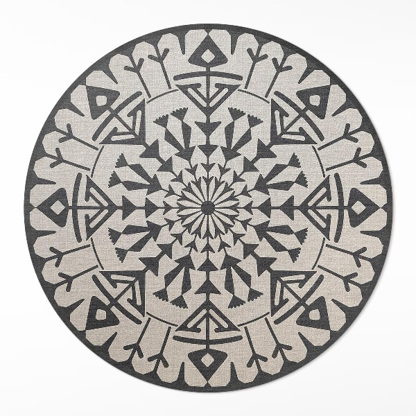 Tapis rond en vinyle Composition florale aztèque