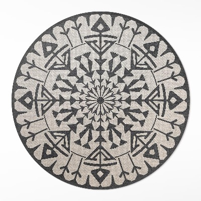 Tapis rond en vinyle Composition florale aztèque