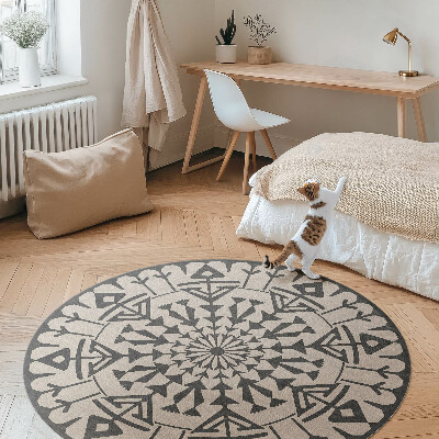 Tapis rond en vinyle Composition florale aztèque