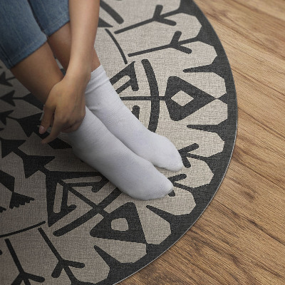 Tapis rond en vinyle Composition florale aztèque