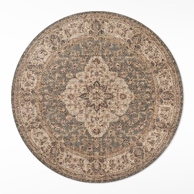 Tapis rond en vinyle Ornements persans aux couleurs subtiles
