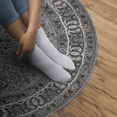 Tapis rond en vinyle Harmonie grise