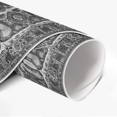 Tapis rond en vinyle Harmonie grise