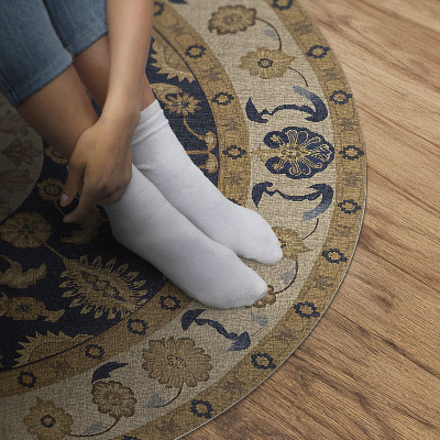 Tapis rond en vinyle Mandalas géométriques dans l'esprit des Aztèques