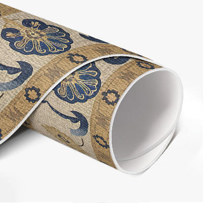 Tapis rond en vinyle Mandalas géométriques dans l'esprit des Aztèques