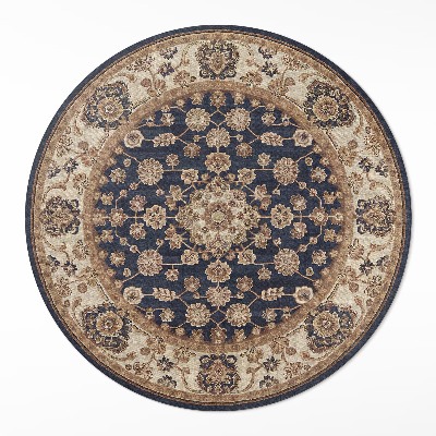 Tapis rond en vinyle Motifs persans aux tons caramel