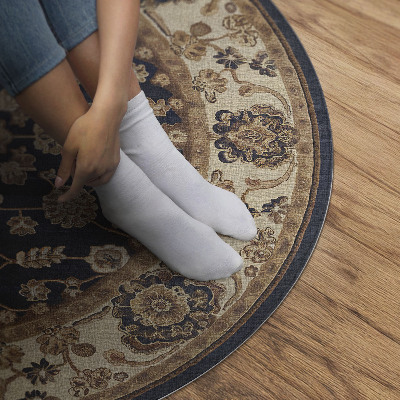 Tapis rond en vinyle Motifs persans aux tons caramel