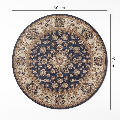 Tapis rond en vinyle Motifs persans aux tons caramel