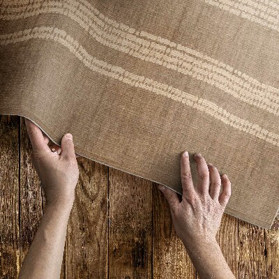 Tapis vinyle rectangulaire Tissu imitation bohème doublé beige