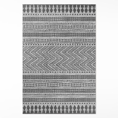Tapis vinyle rectangulaire Tissu imitation rayures et zigzags