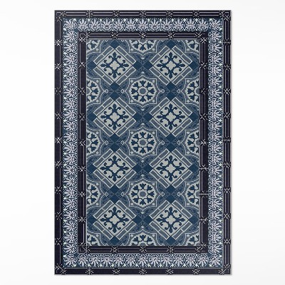 Tapis vinyle Talavera bleu marine, magnifique motif vintage