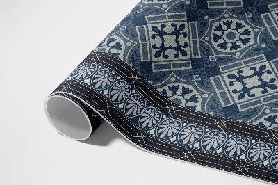 Tapis vinyle Talavera bleu marine, magnifique motif vintage