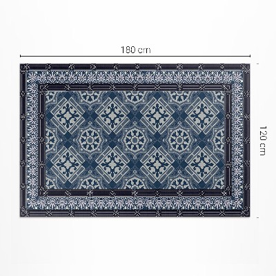 Tapis vinyle Talavera bleu marine, magnifique motif vintage