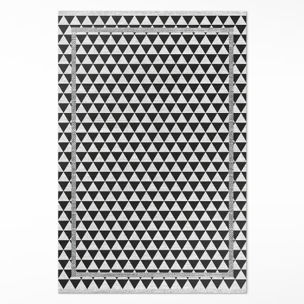 Tapis vinyle rectangulaire Tissu imitation triangles noirs et blancs