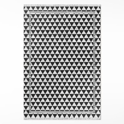 Tapis vinyle rectangulaire Tissu imitation triangles noirs et blancs